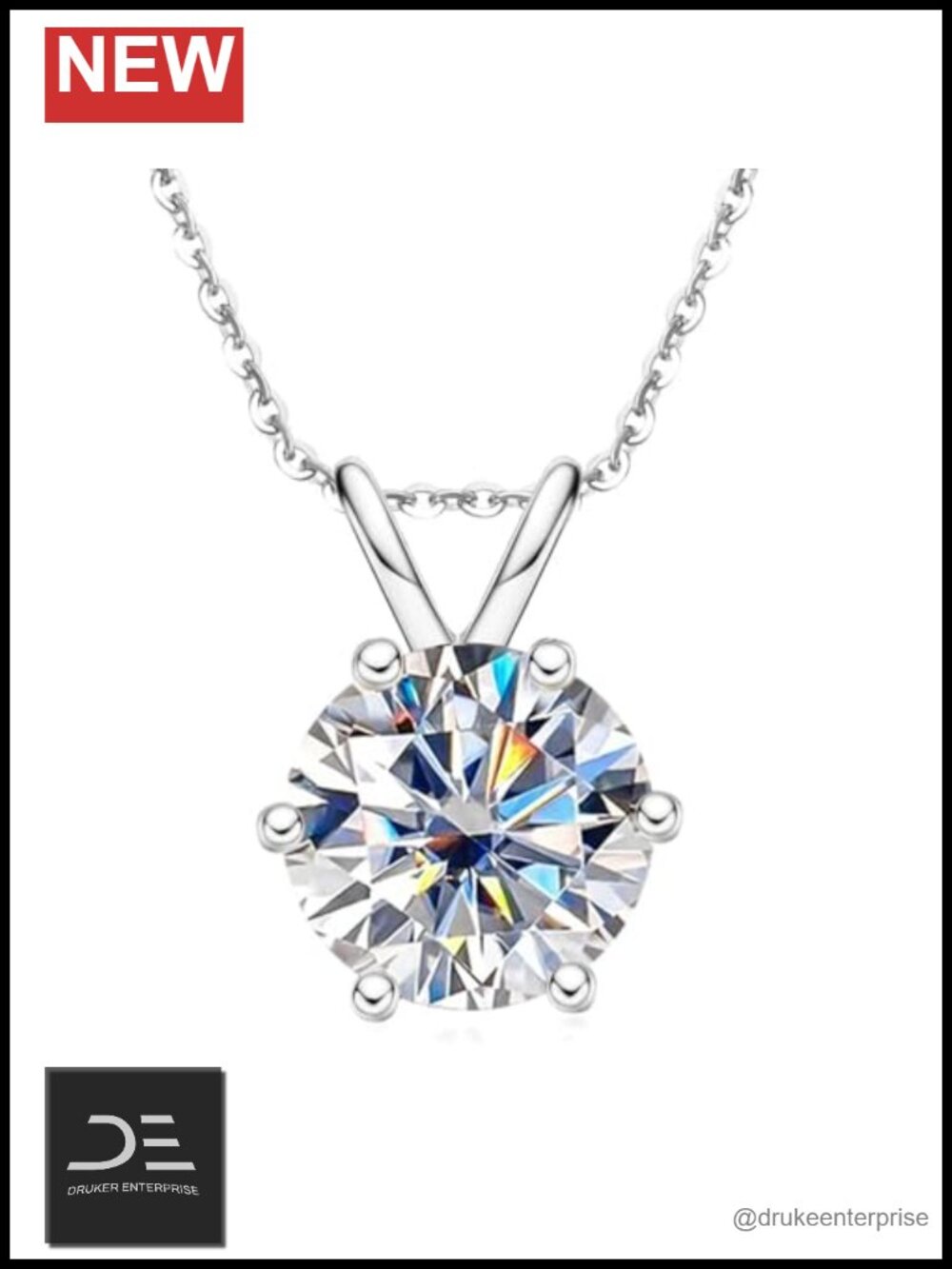 Moissanite Heart Pendant Necklace S925 Silver 18K Platinum Plated 1-3ct Women's